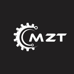 MZT letter technology logo design on black background. MZT creative initials letter IT logo concept. MZT setting shape design.
