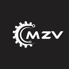 MZV letter technology logo design on black background. MZV creative initials letter IT logo concept. MZV setting shape design.

