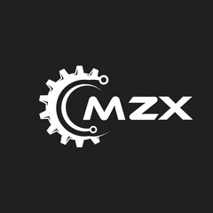 MZX letter technology logo design on black background. MZX creative initials letter IT logo concept. MZX setting shape design.
