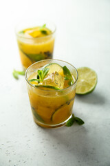 Refreshing passion fruit cocktail with lime