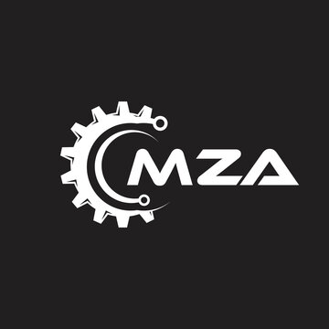 MZA letter technology logo design on black background. MZA creative initials letter IT logo concept. MZA setting shape design.
