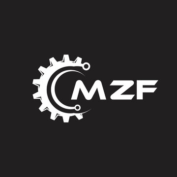 MZF letter technology logo design on black background. MZF creative initials letter IT logo concept. MZF setting shape design.

