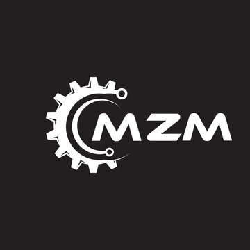 MZM letter technology logo design on black background. MZM creative initials letter IT logo concept. MZM setting shape design.
