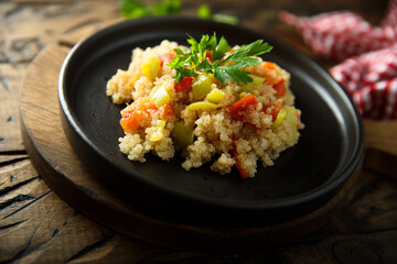 Healthy quinoa pilau with vegetables