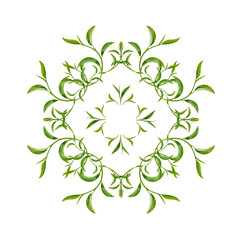 Art pattern  green tea leaves isolated on transparent background. (.PNG)
