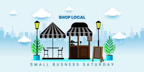 Small Business Saturday,  local holiday shopping concept, Poster, card, banner design. Vector illustration 