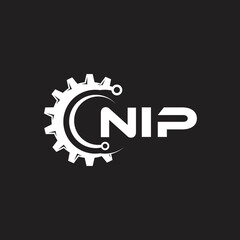 NIP letter technology logo design on black background. NIP creative initials letter IT logo concept. NIP setting shape design.
