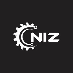 NIZ letter technology logo design on black background. NIZ creative initials letter IT logo concept. NIZ setting shape design.
