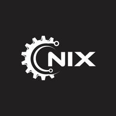 Obraz premium NIX letter technology logo design on black background. NIX creative initials letter IT logo concept. NIX setting shape design. 