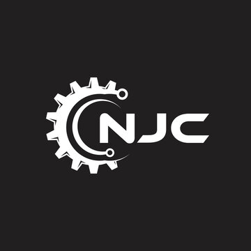 NJC letter technology logo design on black background. NJC creative initials letter IT logo concept. NJC setting shape design.
