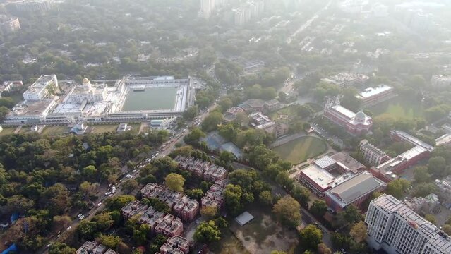 An Aerial Shot of Bangla Sahib Gurudwara at New Delhi, India