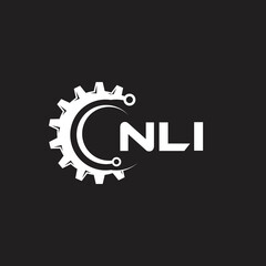 NLI letter technology logo design on black background. NLI creative initials letter IT logo concept. NLI setting shape design.
