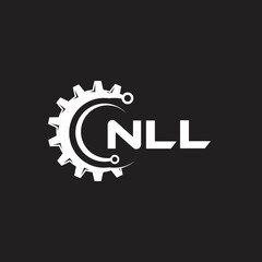 NLL letter technology logo design on black background. NLL creative initials letter IT logo concept. NLL setting shape design.
