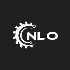 NLO letter technology logo design on black background. NLO creative initials letter IT logo concept. NLO setting shape design.
