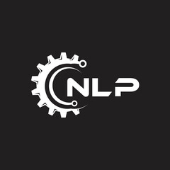NLP letter technology logo design on black background. NLP creative initials letter IT logo concept. NLP setting shape design.
