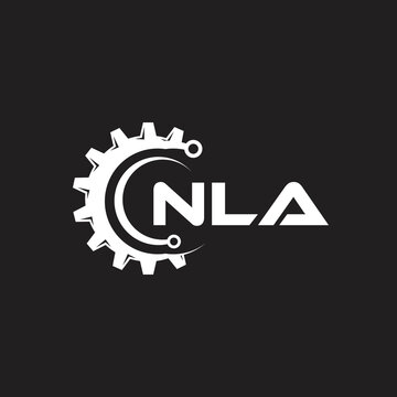 NLA letter technology logo design on black background. NLA creative initials letter IT logo concept. NLA setting shape design.
