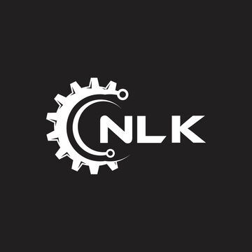 NLK letter technology logo design on black background. NLK creative initials letter IT logo concept. NLK setting shape design.

