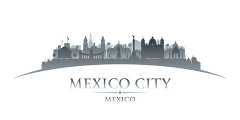 Mexico city silhouette white background