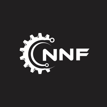 NNF letter technology logo design on black background. NNF creative initials letter IT logo concept. NNF setting shape design.
