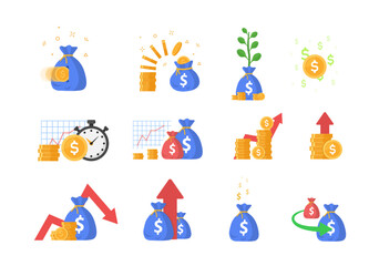 Money. Dollars banknotes. Cash money. Flat style Vector illustration