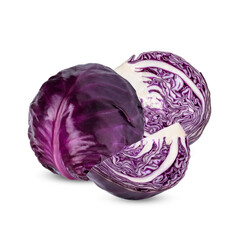 Fototapeta premium Fresh purple cabbage isolated on transparent background (.PNG)