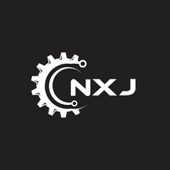 NXJ letter technology logo design on black background. NXJ creative initials letter IT logo concept. NXJ setting shape design.
