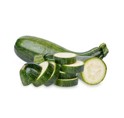 Fresh zucchini isolated on transparent background (.PNG)