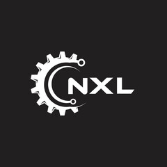 NXL letter technology logo design on black background. NXL creative initials letter IT logo concept. NXL setting shape design.
