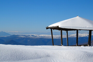 snowy mountainside at the world famous Mountain Olympus in Greece