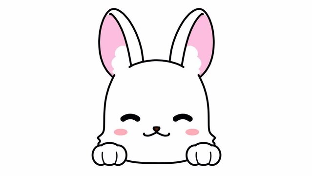 口パクをするウサギの顔のアルファつきループアニメーション