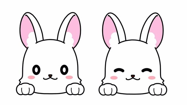 口パクをするウサギの顔のアルファつきループアニメーション