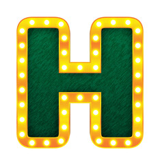 h retro cinema light bulb sign alphabet