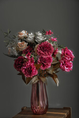 Beautiful bouquet of roses and carnations