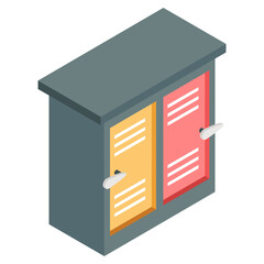 An icon of bookshelf in isometric isometric design available for instant download 