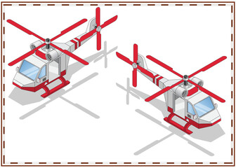 Helicopter. Isometric. Isolated on white background. Vector illustration.