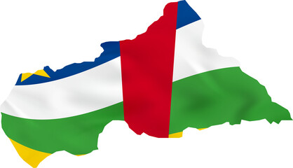 Central African Republic map with waving flag.