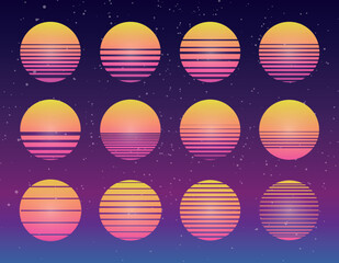 80s Synthwave Retro Sunset collection