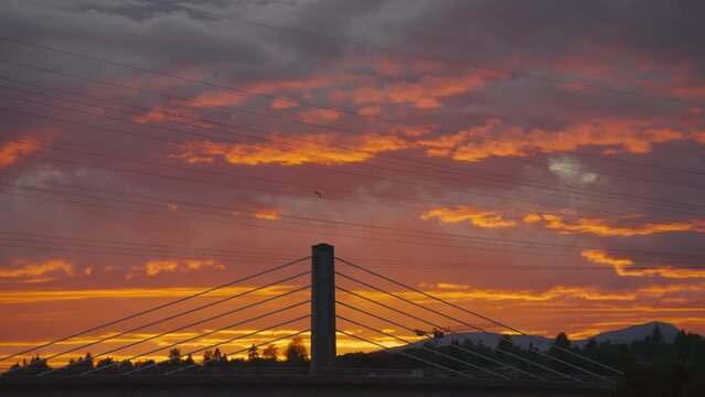 Beautiful shot from the sunset over the North Arm bridge in Richmond Canada