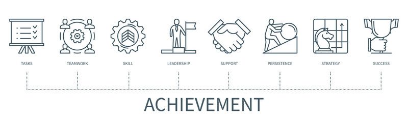 Achievement vector infographic in minimal outline style