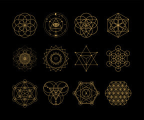 Sacred Geometry Ornament Set, Seed of Life, Flower of Life, Merkaba, Torus, Metatron's Cube, Geometric Christmas Ornaments