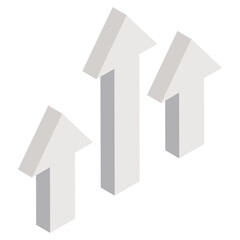 Fototapeta premium A trendy design icon of triple upward arrows 