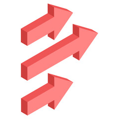 A creative design icon of triple forward arrow