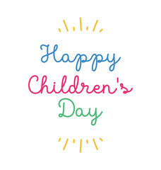Happy Children's Day message in vector. Colorful and childish handwritten typography.