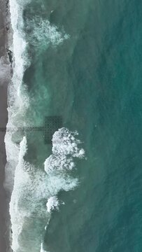 Vertical video storm of the sea aerial view
