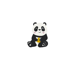 Obraz premium cute panda with yellow bell