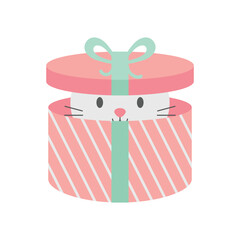 White Cat Gift Pink Box