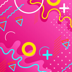 Obraz premium Background in memphis style. Bright vector illustration with geometric shapes in the style of the 80-90s
