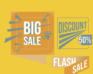 vector illustration of Big Sale,Discount,50%,Flash sale. Perfect for use on banners, design set elements, design assets and digital sales