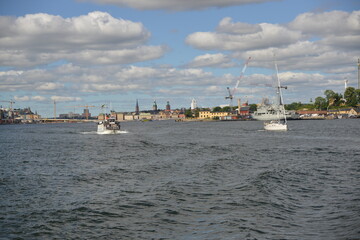 boats near the archipelago in Stockholm