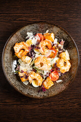 shrimp salad with cheese and sauce